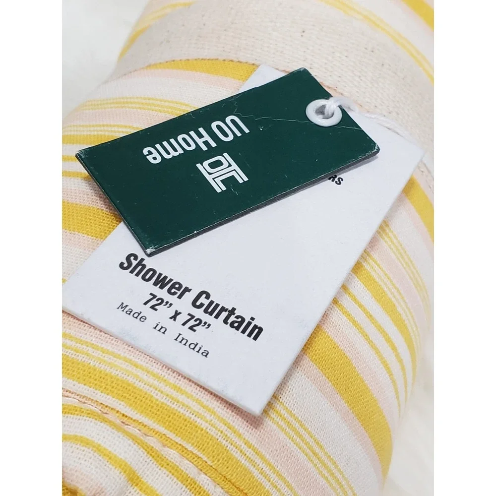 NEW Urban Outfitters SHOWER CURTAIN stripes gold pink bathroom vanity decor
